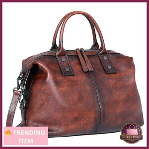 Genuine Leather Satchel Tote Bag Large Capacity Crossbody Shoulder Bag